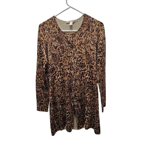 Vintage Belford 100% Silk Leopard Animal Print 2 piece Cardigan Tank Cami Set M - Picture 1 of 12
